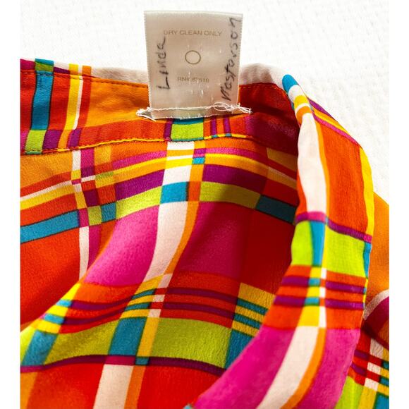 Austin Reed 100% Silk Multicolored Plaid Long Sleeve Blouse Women's 14W - Picture 5 of 7